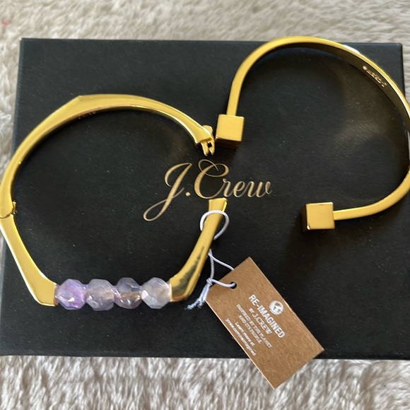 J. Crew Jewelry - J. Crew Hilaria Stone Open Cuff Bracelet NWT & a gold tone cuff bracelet SET